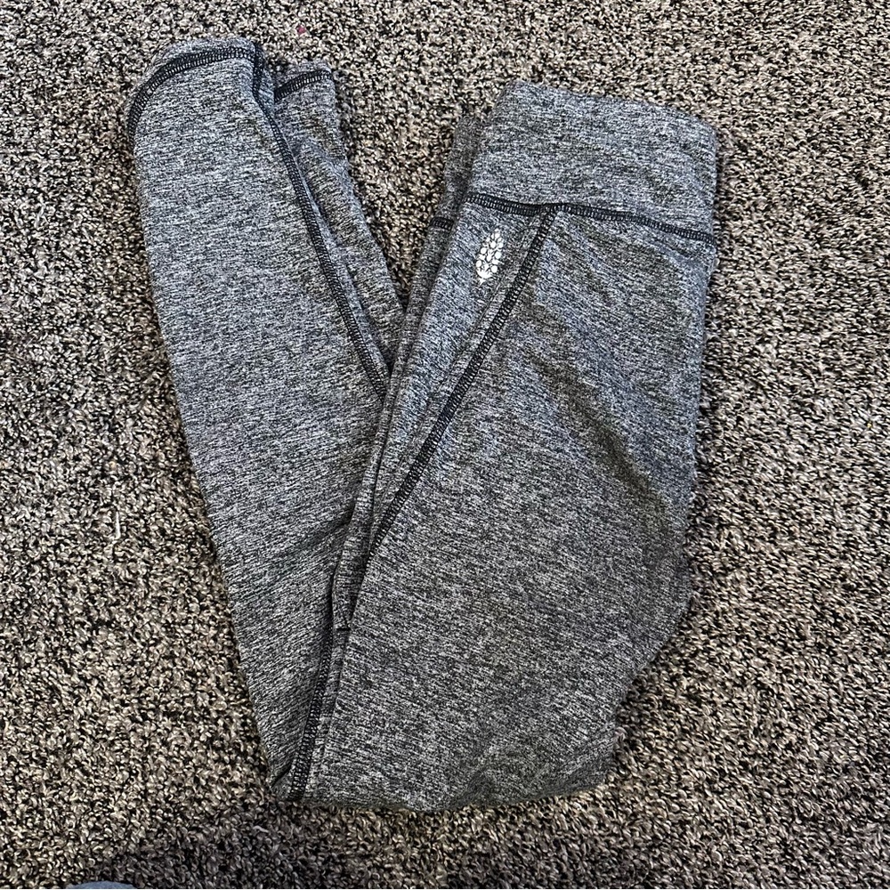 Heather Gray Full Length Leggings with Wide Elastic Waistband and Snug Fit